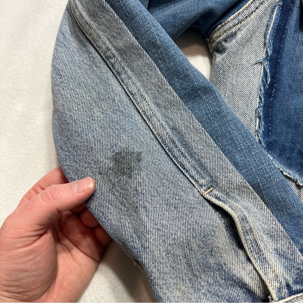Levi’s made & crafted size XS / 0 denim jacket Free People patchwork denim - Picture 5 of 8